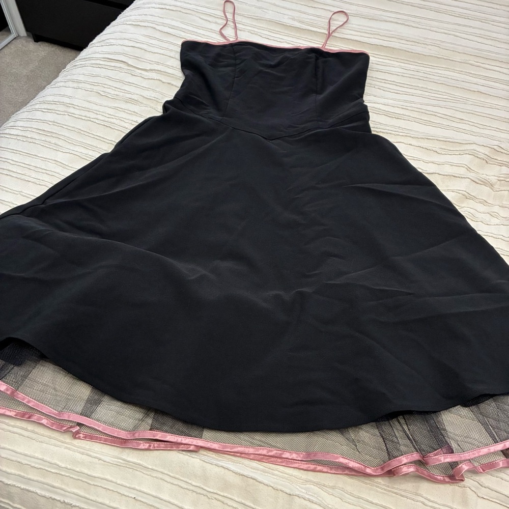 Be Smart fancy Black Dress with Pink Accents. Spaghetti straps and tulle